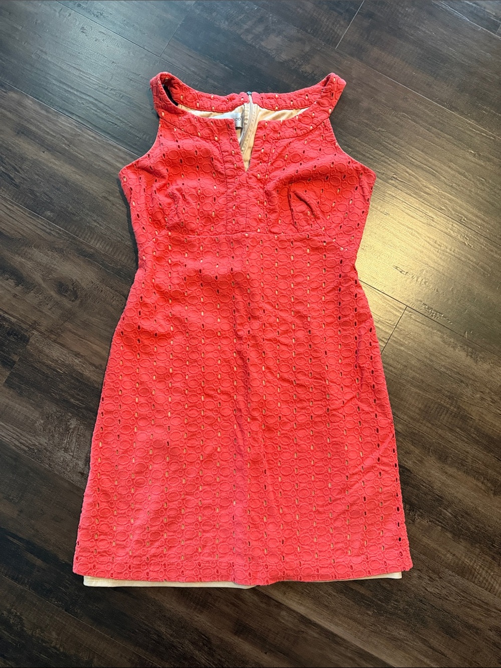 Donna Ricco Coral Eyelet Sheath Dress